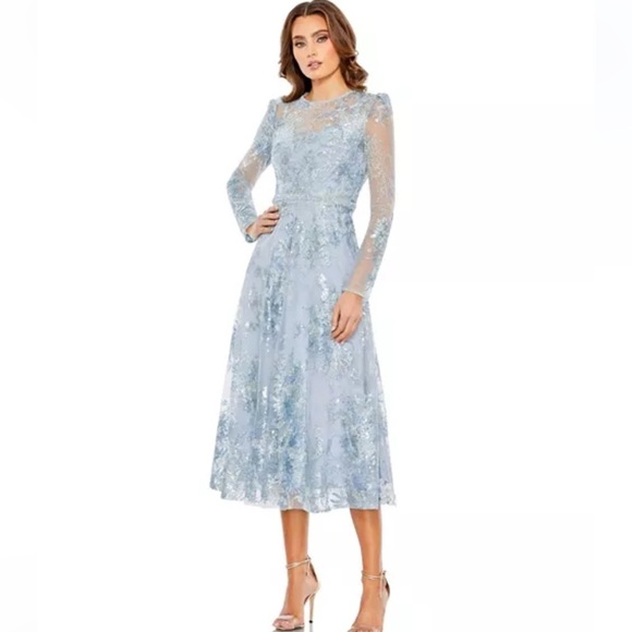 Mac Duggal Light Blue Floral Maxi Dress - Picture 5 of 12